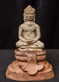 11th/12thC terracotta Cambodian Buddha.