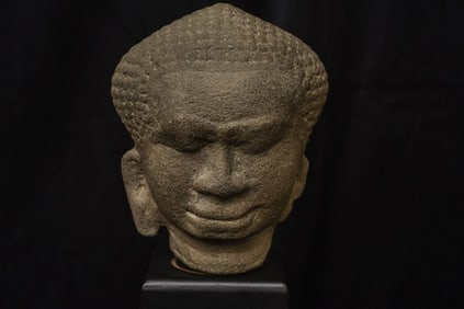 13/14thC Thai Stone Buddha Head- Sweet!- A True Stand Out.