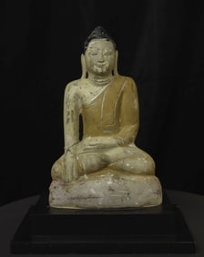 19thC Burmese Stone (Alabaster) Buddha-Great Face, Perfect Size!