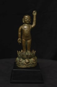 15/16thC solid cast Chinese Ming Bronze Baby Buddha. Nice Example!