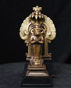 18thC Hanuman protected by nagas.-Very hard to find with original base+ backplate.