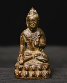 Old Thai or Chinese bronze Buddha. Sits 2 5/8 inches tall.
