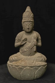 18/19thC Beautiful Japanese stone Bodhisattva.