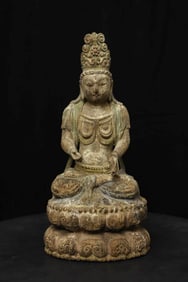 Lovely vintage/old Chinese wood Buddha /Bodhisattva.