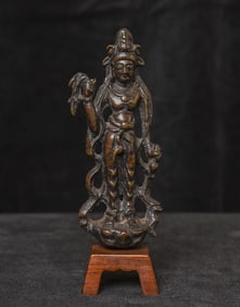 6-9th C Chinese Bronze Bodhisattva of Compassion from the Tang Dynasty.