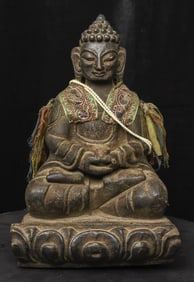 Chinese or Tibetan Wooden Buddha. Beautiful face.
