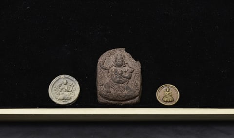 Box Lot #3 This Box lot consists of three Tibetan or Mongolian Clay Buddhist Tsa Tsas.
