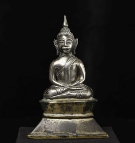 18/19thC Silver Cambodian Buddha.