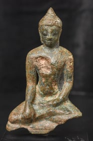 Solid-cast Thai bronze Buddha from the earliest period.