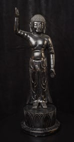 19th-century Korean bronze standing Baby Buddha- Extremely Large
