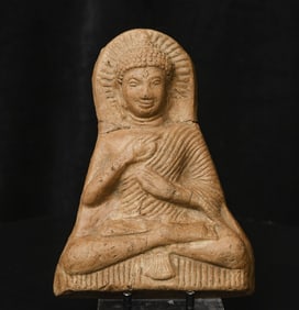 This is an old and extremely large Thai terracotta Buddha plaque. It was collected 35 years ago by a