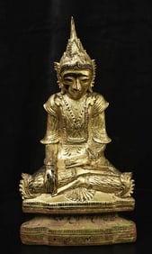 Antique Burmese Royal Buddha-Elaborate, 13.25" tall