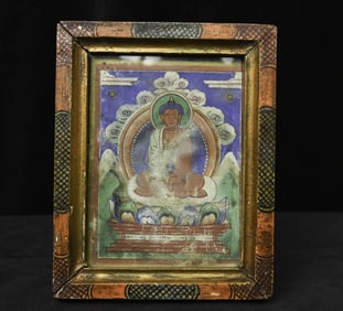 Old Framed Thangka, 7.5" x 5-7/8"