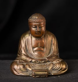 Occupied Japan Bronze Buddha—75 to 80 years old, very finely patinated and gilded.