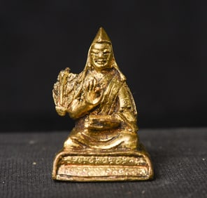 19thC Miniature Antique Mongolian/Tibetan Bronze Lama.