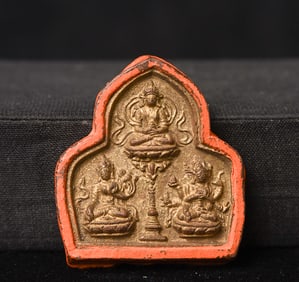 19th C Buddhist clay votive from Tibet/Mongolia.