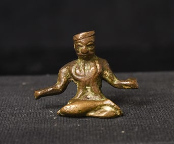 Very old fierce miniature Hindu bronze with big personality. Animated!