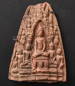 15/16thC Thai Clay Buddha Tablet from Good Collection. Nice Example