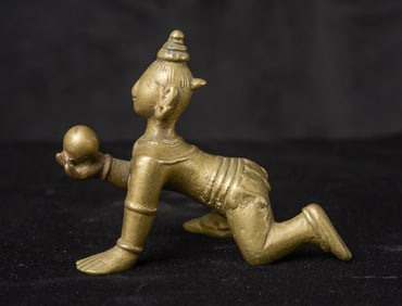 17/18thC Baby Krishna with his Butterball. Unusual type. Beauty!