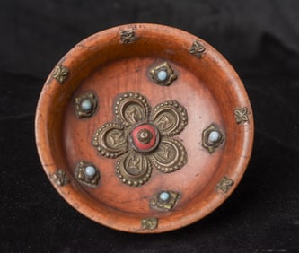 Old/Antique Tibetan Buddhist Burl Altar/Display Bowl.