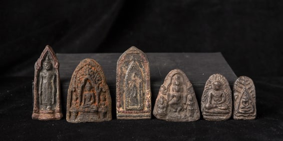 A group of 6 (Southeast Asian-Thai?) Amulets, some antique.