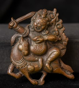 Antique Bronze Fierce Tibetan Deity.