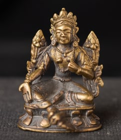 Miniature 18/19thC bronze Buddha in giving Mudra.