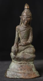 Antique miniature bronze Burmese Bronze Shan Style Buddha.