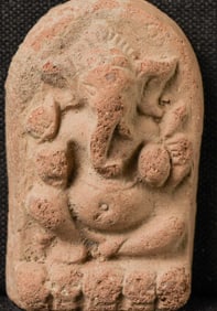 Thai 19thC Clay Amulet of Ganesh. Rattanakosin period.