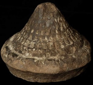 Antique Mongolian terracotta Stupa. 2" tall, 2.75"