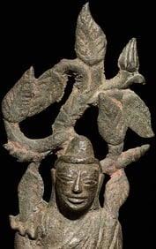 19thC Burmese Bronze Buddha, 5.25" tall