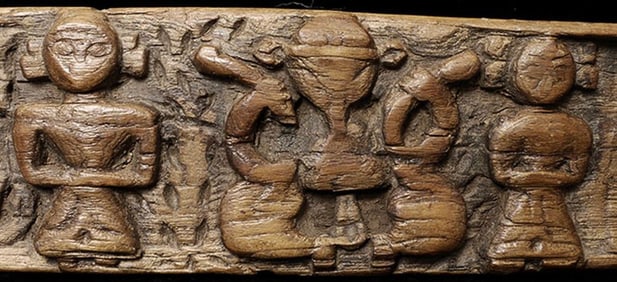 18/19thC Ganesh Lintel Wood Ganesh plus others architectural piece- -NICE