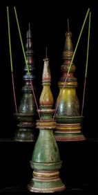 Set of three old/antique incense burner/candleholder