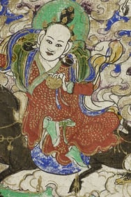 Great detail in this small antique Mongolian Thangka.