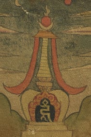 Miniature thangka measures 2 1/8" x 3 3/8"