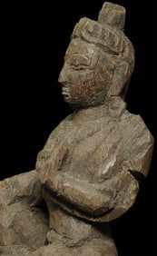 Antique Tibet or Nepal Wooden Figure. Uncommon.