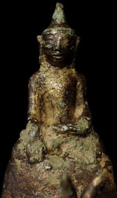 18/19thC Burmese Shan bronze of the Buddha giving his Sermon at Deer Park