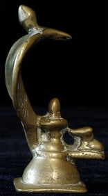 Antique Shiva Langham with mini-Nandi. Sits 3 inches