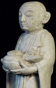 Vintage Burmese Stone Monk, 4-3/8" Tall