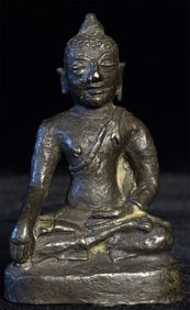 15thC Northern Thai Bronze Buddha, 3.25"
