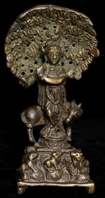 Indian Krishna bronze circa 1900. Measures 5 1/8 inches