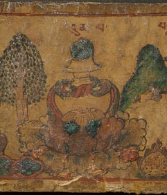 Inside book cover of a Tibetan Sutra.