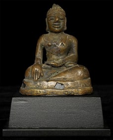 18thC Northern Thailand or Laos folk-style Buddha. Measures