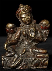 Vintage Nepalese Bronze Tara. 2 3/8 inches tall.