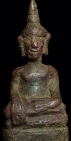 16-18thC Laos Bronze Buddha-Delightful!
