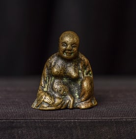 18/19th Chinese Bronze Hotai or 'Happy Buddha'-Beautiful wear-to carry with you.