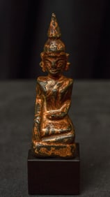 18thC/Earlier Laos Buddha on a modern base. Well cast, with remains of gilding.
