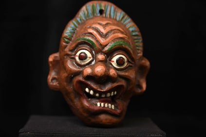 Vintage Mongolian Scary Figure. 4" tall, 3.5" across, approximately 2.75" deep.