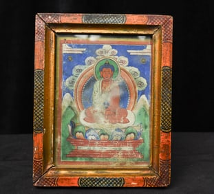 Old Framed Thangka, 7.5" x 5-7/8"
