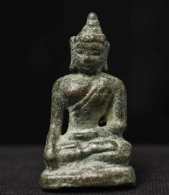 16/17thC Thai bronze Buddha- near miniature. Authentic 400 years old!